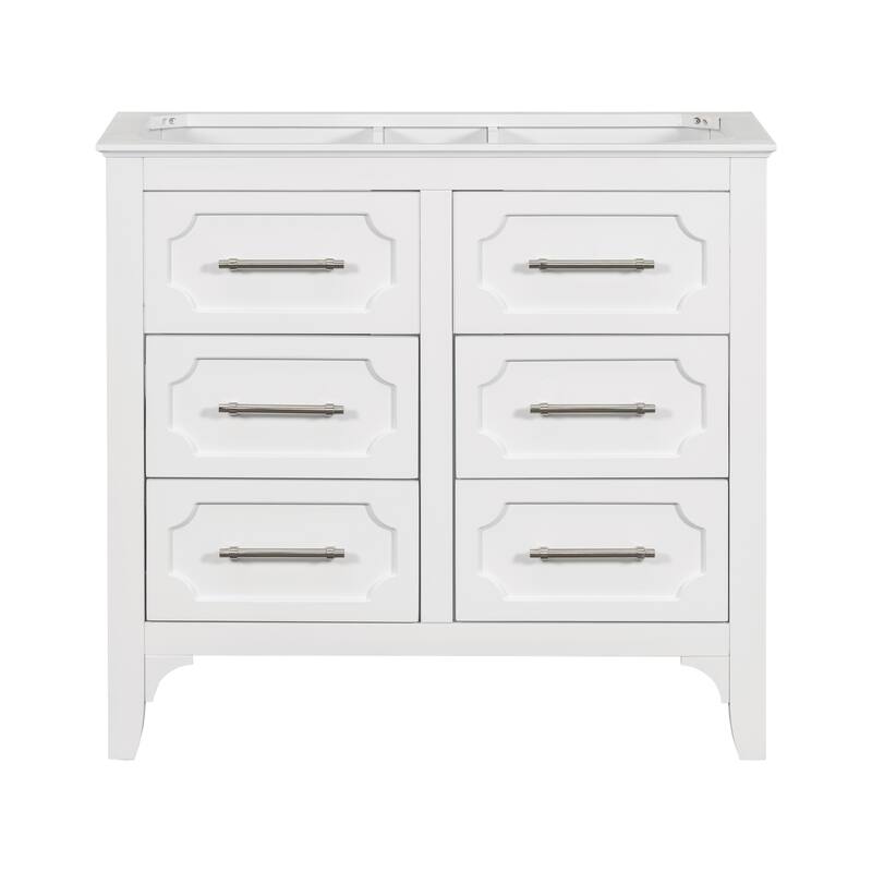 Modern Bathroom Vanity with 4 Dovetail Drawers, Solid Wood Frame, MDF Construction, Waterproof Finish - 34.48in L Solid Wood+MDF - White