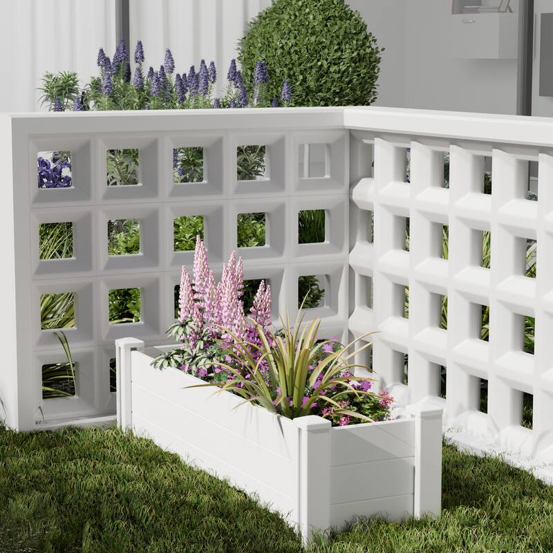 Outdoor PVC Privacy Raised Garden Bed Panels Planter Box With Ground Stakes - Option 3