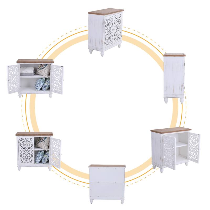 2-door Intricate Traditional Antique Storage Cabinet