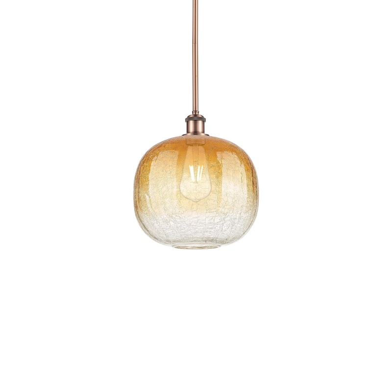 Innovations Lighting 516-1S-12-11 Brookhaven Sphere Pendant Brookhaven - Antique Copper / Amber
