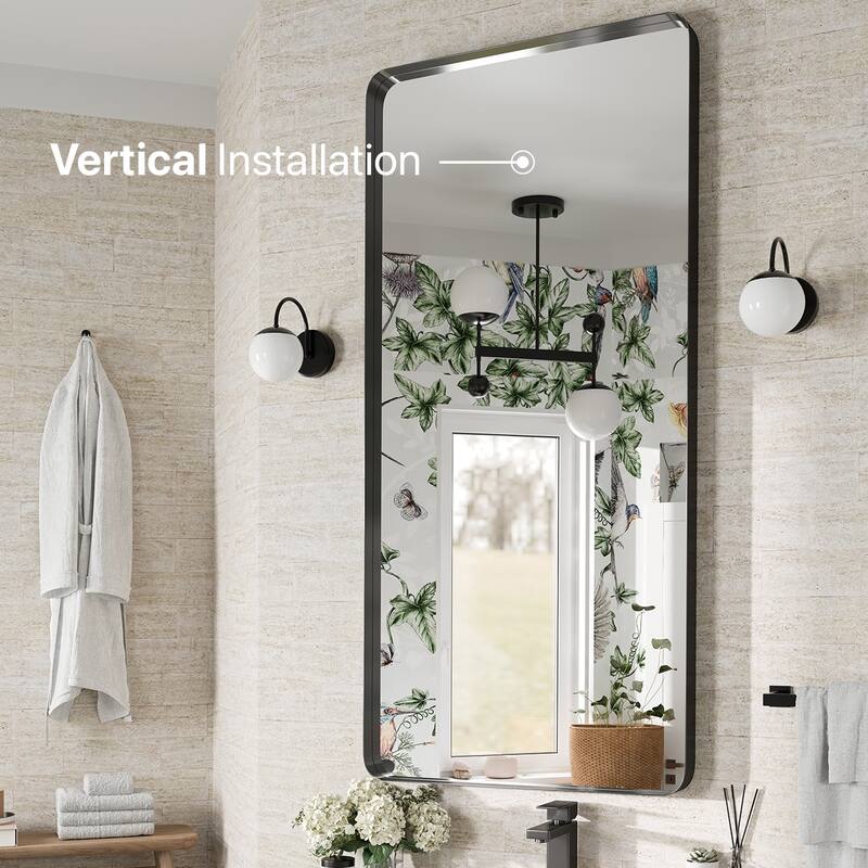 Eviva Harmony 60" x 28" Rectangular Black Metal Framed Mirror - N/A