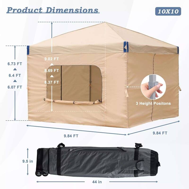 Aoodor 10x10 FT Pop-Up Canopy Tent with Roller Bag and Curtain