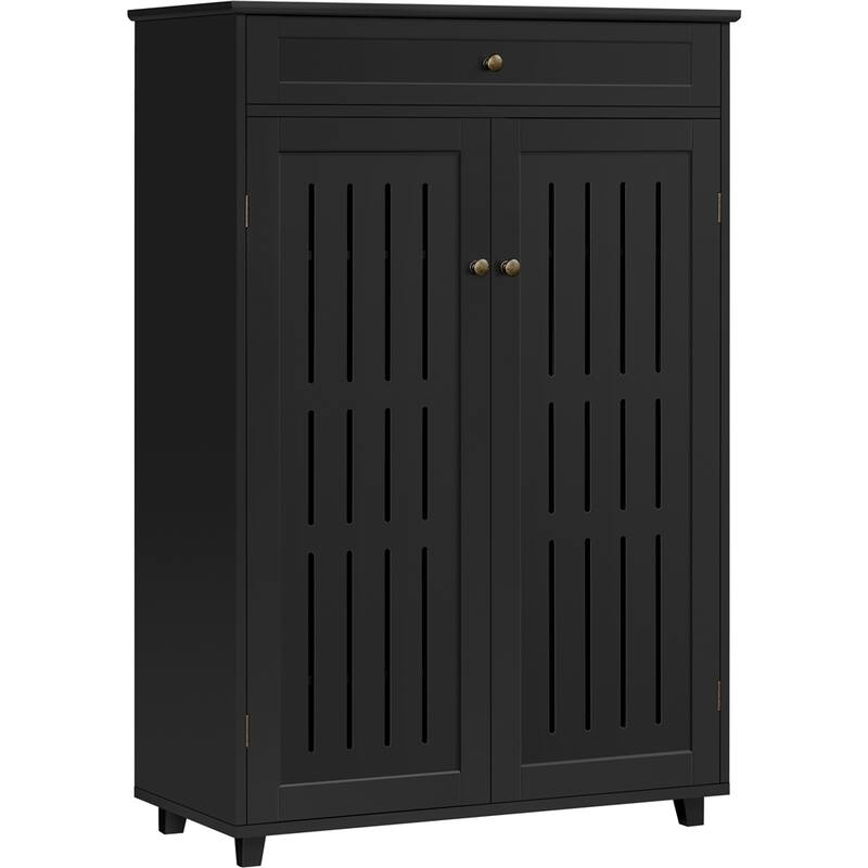 Yaheetech 5-Tier & 1 Drawer Shoe Storage Cabinet Closed Adjustable Shoes Rack - N/A - Black
