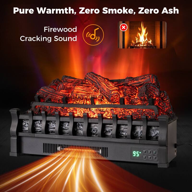 Costway 26” WiFi Infrared Quartz Electric Fireplace Insert Logs Heater - See Details
