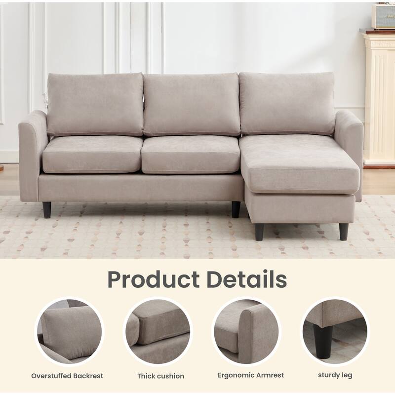 Snow Velvet Sectional Sofa