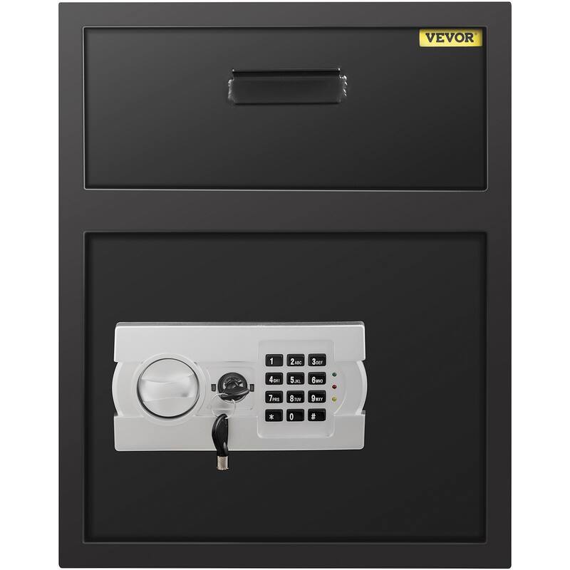 Digital Depository Safe 1.7 Cubic Feet Made of Carbon Steel Electronic Code Lock Depository Safe with Deposit Slot - Black