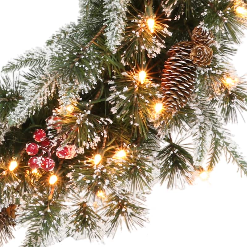 Puleo International 24" Pre-Lit Decorated Christmas Wreath