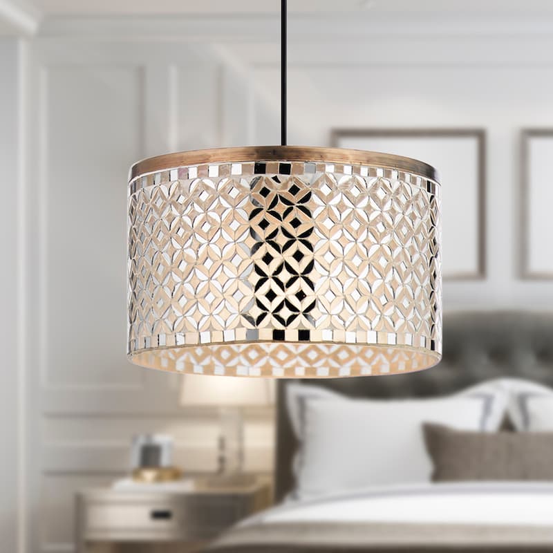 Taffy River of Goods Silver, White and Brass-Colored Pendant Lamp - 10" x 10" x 7.5"/65.5"