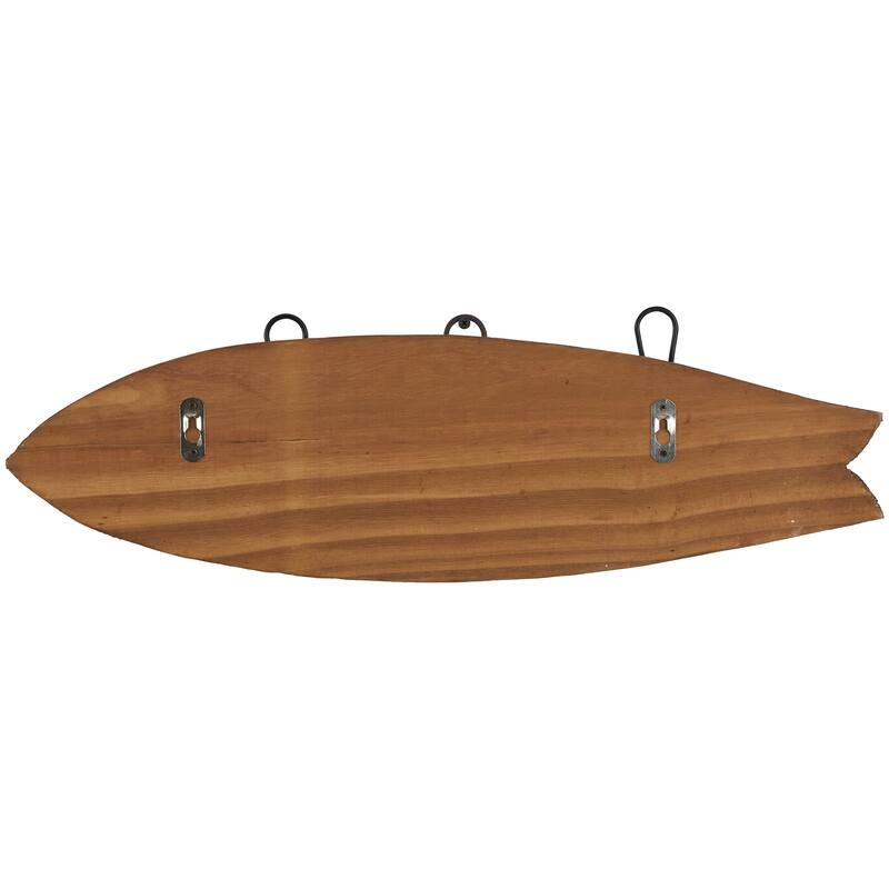 Brown Wood Handmade Distressed 4 Hanger Wall Hook with White Whales and Hanging Rope