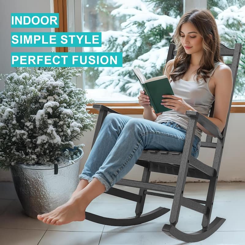Rocking Chair, Resin Outdoor All-Weather Porch Rocker for Lawn and Garden