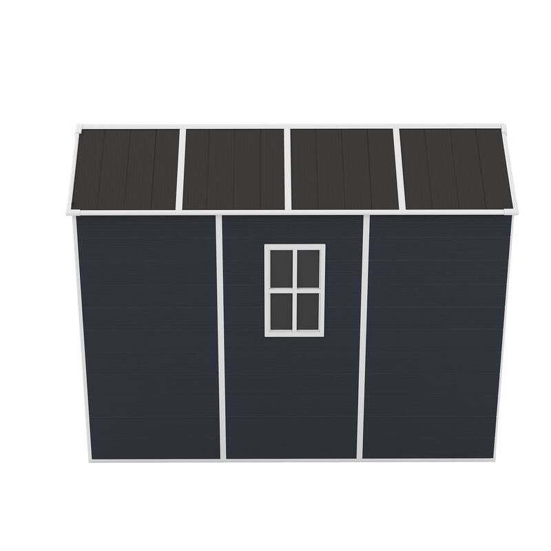 4*8ft Resin Storage Shed, High Quality Pp Material, Waterproof, Rust And Uv Proof, Large Storage Space, 12mm Thick Pp Board