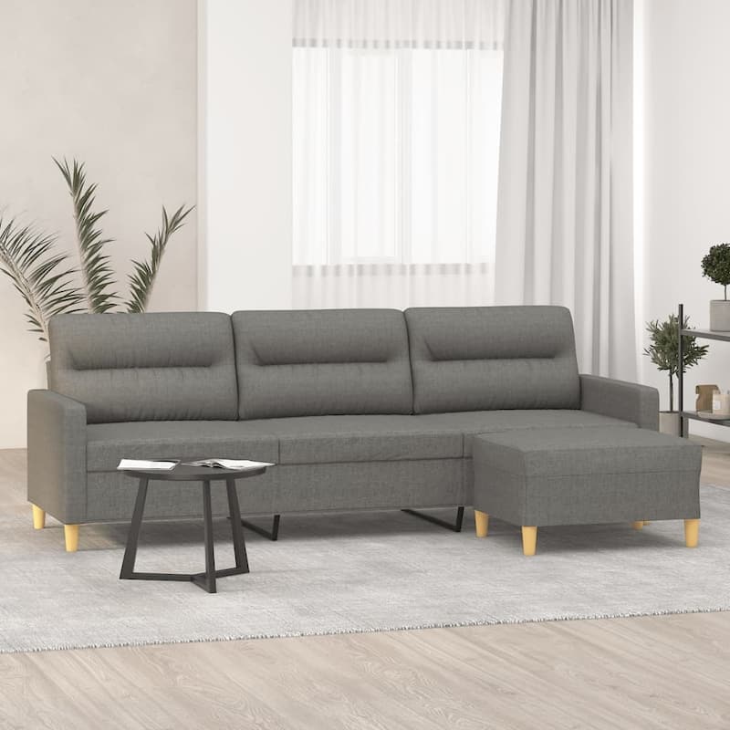 vidaXL Sofa with Footstool Dark/Light Gray multi size Fabric