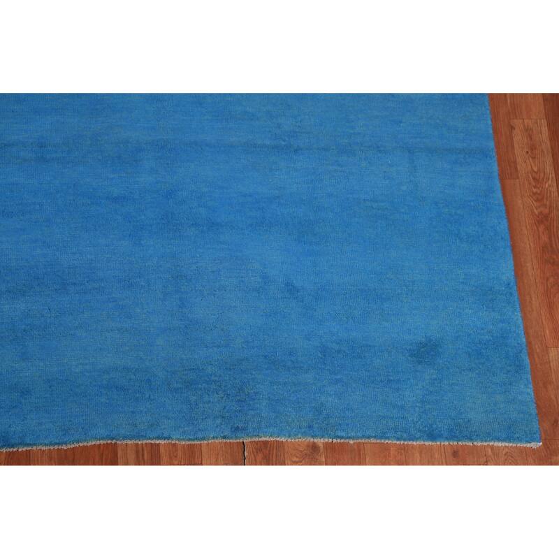 Hand Knotted Oriental 100% Wool Carpet Modern Solid Navy Blue & Blues Gabbeh Area Rug - 13' 4'' X 9' 11''
