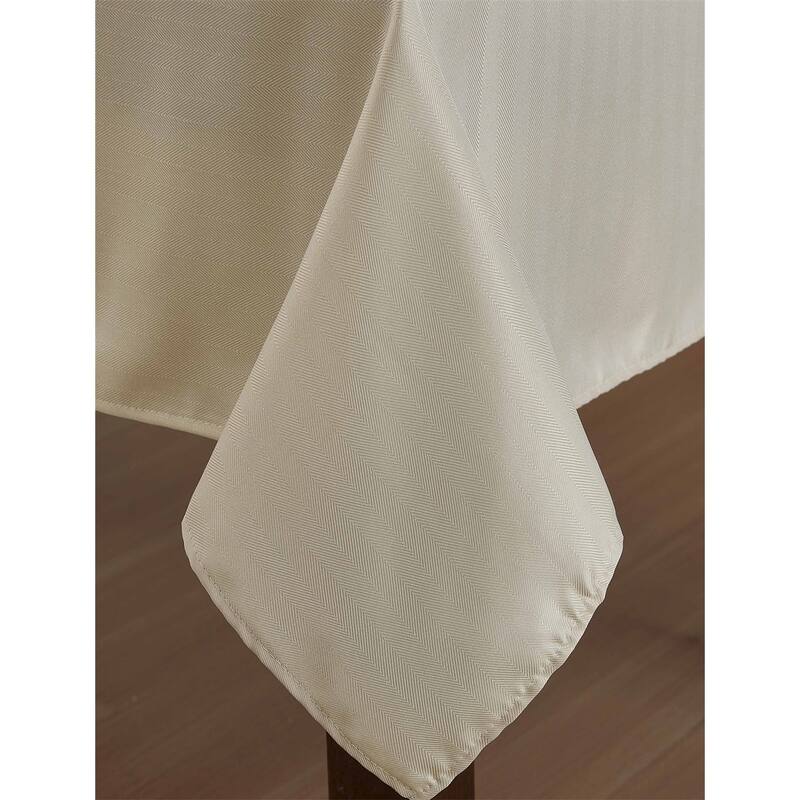 HLC.me Lincoln Jacquard Striped Fabric Tablecloth for Rectangle Table Advanced Water & Fade Resistance