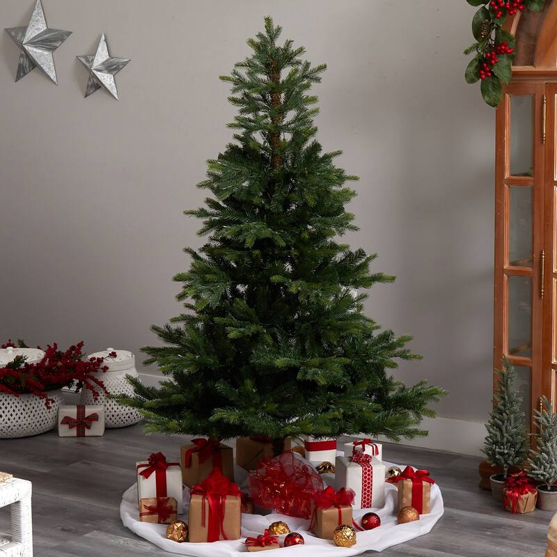 6ft. Spruce Artificial Christmas Tree with 350 Clear Lights & 631 Branches - Classic Seasonal Holiday X-Mas Tree