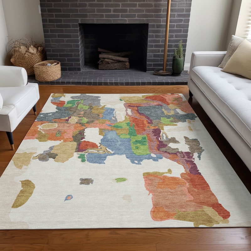 Machine Washable Indoor/ Outdoor Abstract Glam Chantille Rug