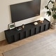 preview thumbnail 21 of 25, 78.74" Modern TV Stands with Brown Wood Grain,Mid Century Media Console With 4 Cabinets