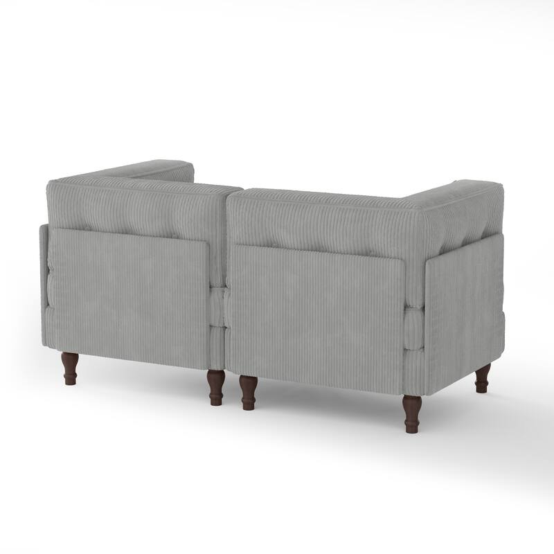 Modular Corduroy Corner Sectional Sofa Couch Set with Tufted Cushion