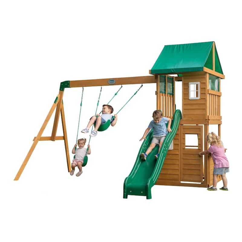 Backyard Discovery Fall River Nordic Spruce Swing Set, Clubhouse