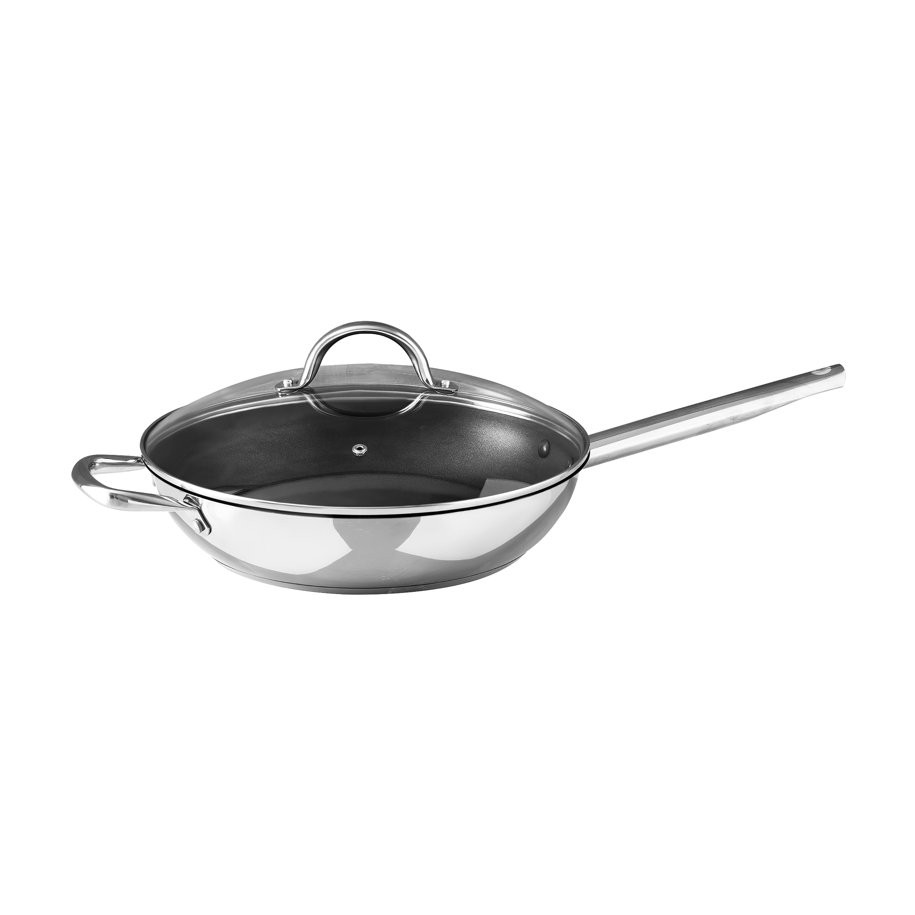 Bergner 12-Inch Non-Stick Stainless Steel Fry Pan with Lid - 12 inch - Silver