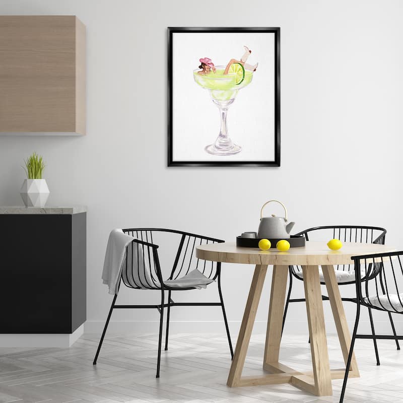 Stupell Cowgirl Lounging in Cocktail Framed Floater Canvas Wall Art Design By Ziwei Li