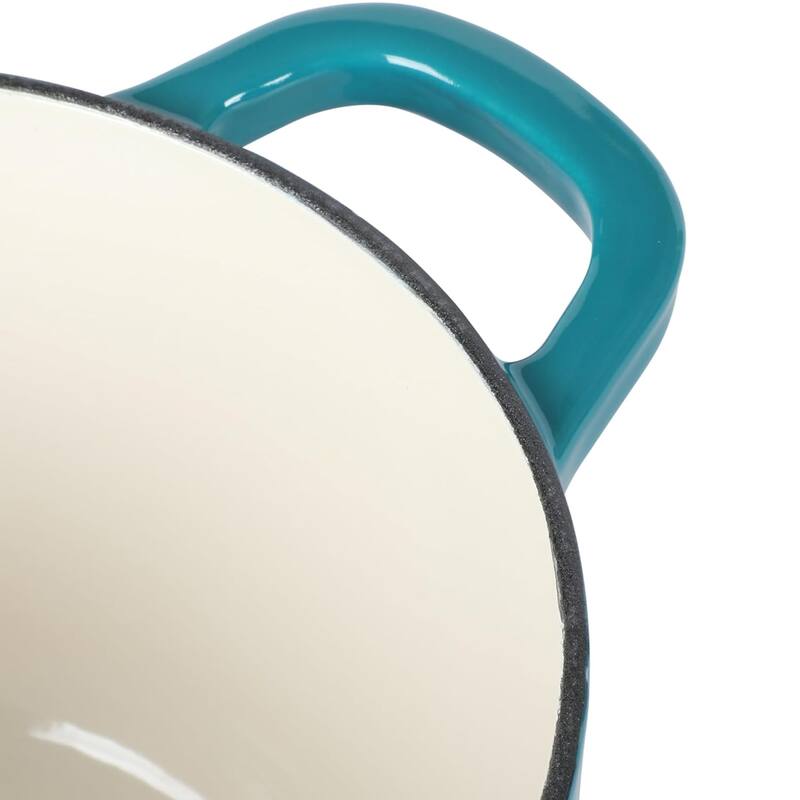 Crock-Pot Artisan 3 Quart Enameled Cast Iron Saucepan with Lid in Teal and Silver