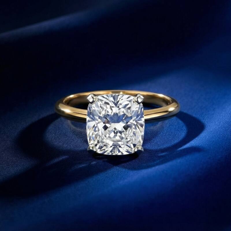 Bliss Diamond 4 Ct Two Tone Certified Lab Grown Cushion Diamond Engagement Ring