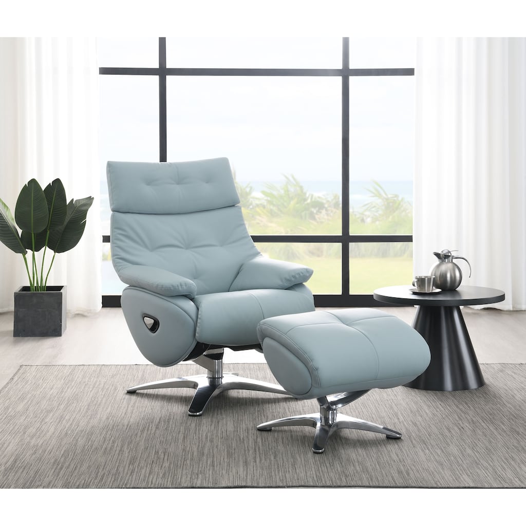 Fabric Accent Chair with Ottoman,PU Swivel Chair