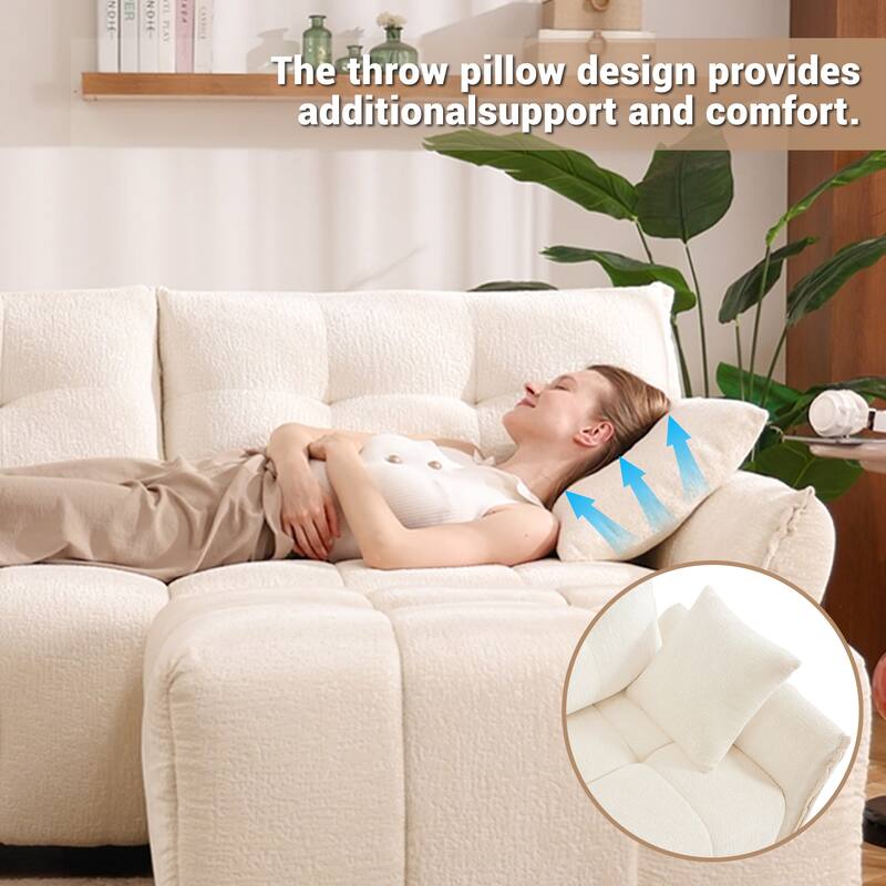 Chenille Upholstered Single Sofa, Ergonomic Reading Lounge Chair, Single Sofa Chair with High-Resilience Support Cushions