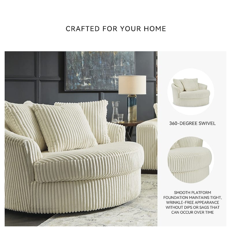 Signature Design by Ashley Lindyn Ivory Oversized Swivel Accent Chair - 58"W x 55"D x 36"H