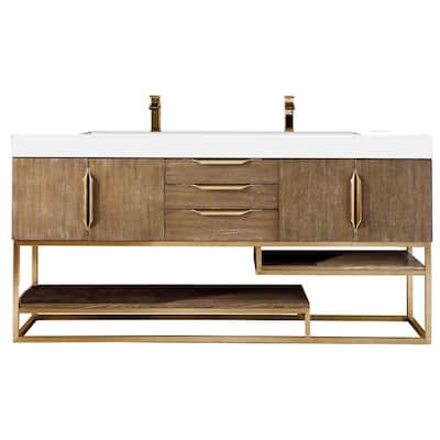 James Martin Vanities Columbia 72" Double Vanity, Latte Oak with Radiant Gold Hardware