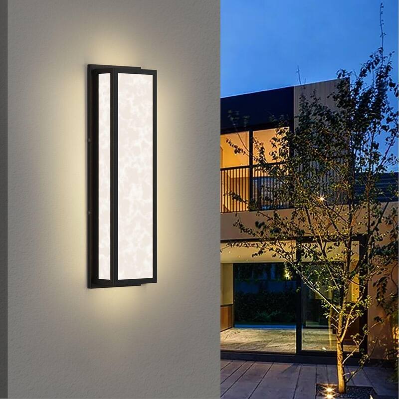 Outdoor Hardwired Marble LED Lantern Wall Sconce - 24.8 inch H
