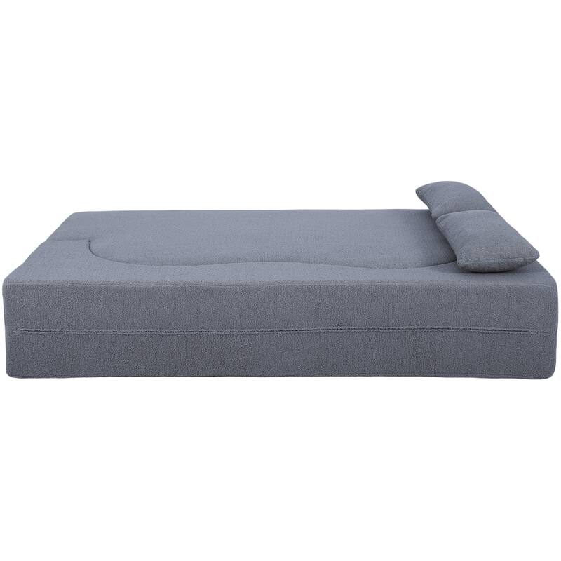 GDFStudio - 2-in-1 Convertible Sofa Bed, Full Size Folding Loveseat Couch with Soft Teddy Fabric