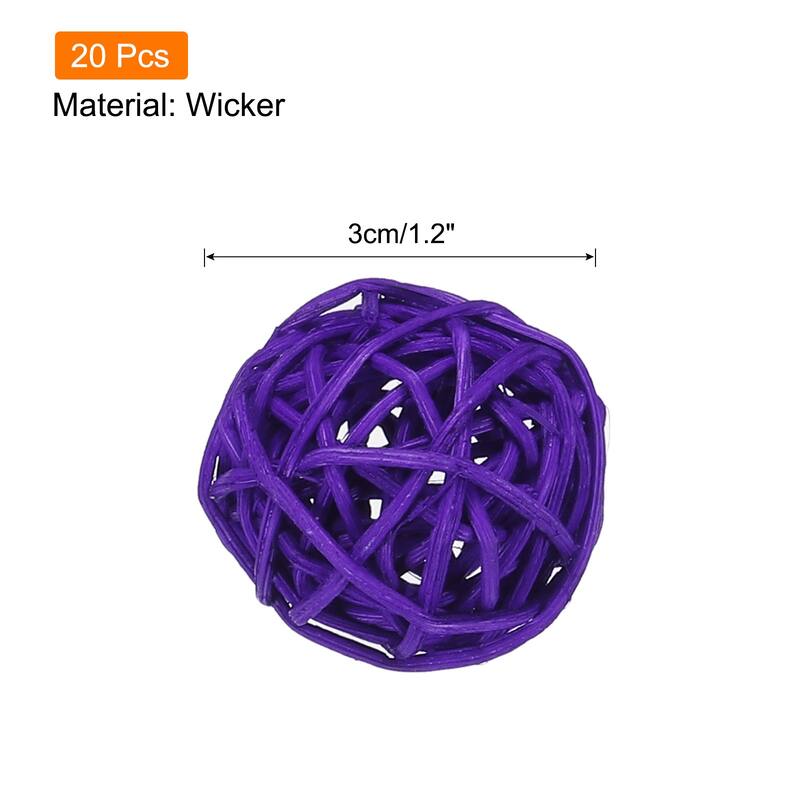 20 Pcs Wicker Rattan Balls 1.2In for Vase Fillers Party Decorative - Dark Purple