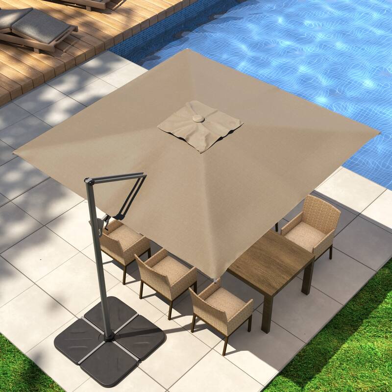 9FT 360 Degree Rotation Double Top Cantilever Patio Umbrella