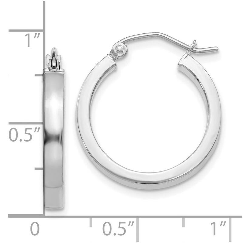 Curata 10k White Gold 2.9mm Solid Square Tube Hoop Earrings - 20mm 25mm 30mm 35mm