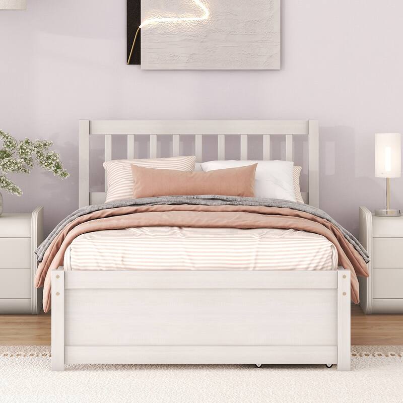 Space-Saving Twin Size Platform Bed with 2 Storage Drawers, Sturdy Rubber Wood Frame - Easy Assembly