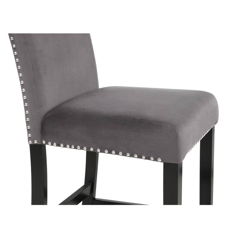 Roundhill Furniture Cobre Contemporary Velvet Counter Stool with Nailhead Trim, Set of 2