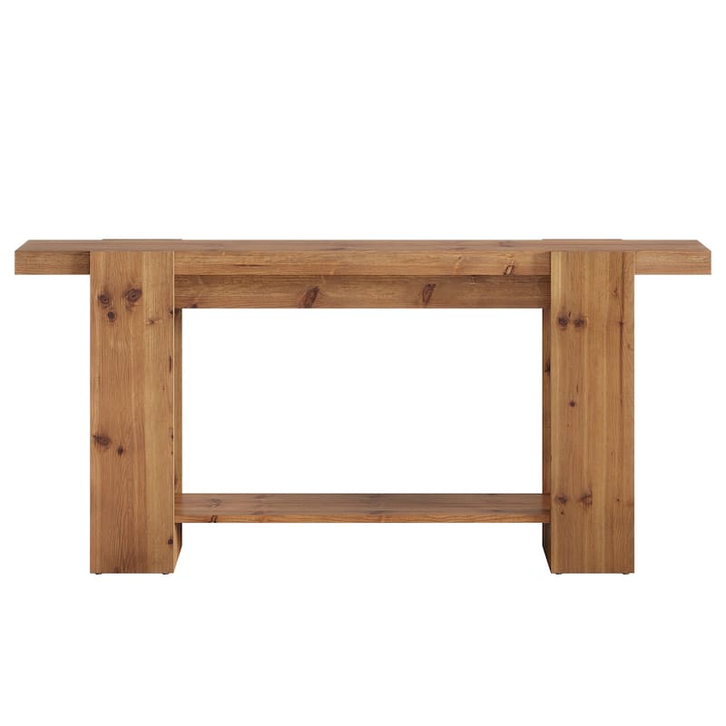 Solid Wood Entryway Table, Console Table with Storage Shelves, Sofa Behind Couch Table Hallway Foyer Accent Side Table