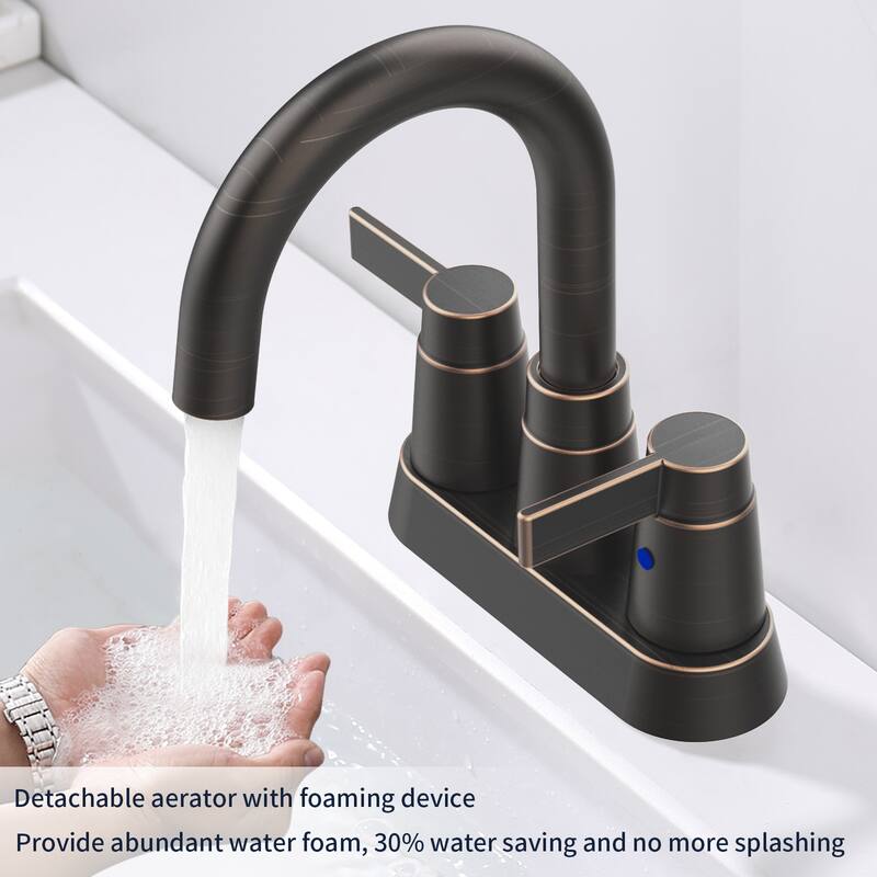 Modern 2 Handle 360 Degree Swivel Bathroom Sink Faucet with Aerator and Anti Drip Valve Core, Anti Fingerprint, Water Saving