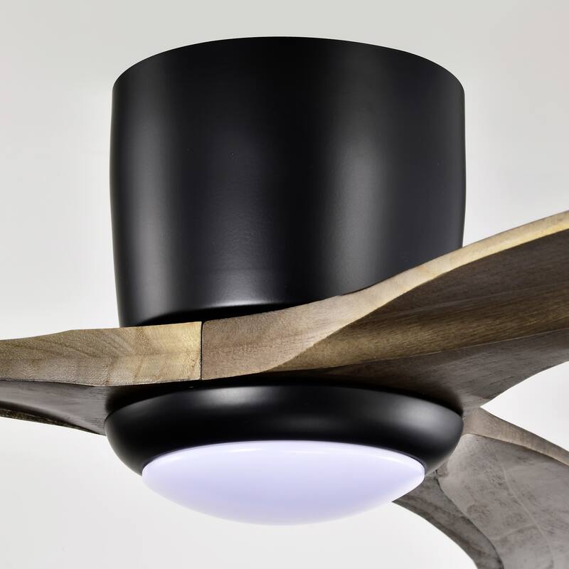 Sofucor 52 Inch Dimmable Fandelier with Light and Remote,Low Profile Flush Mount Ceiling Fan Wooden Chandelier Fan - 52 Inches