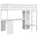 preview thumbnail 39 of 42, Twin/Full Size Loft Bed with L-Shaped Desk, Wardrobe and Storage Shelves, Solid Wood Loft Bed Frame with Ladder and Guardrail