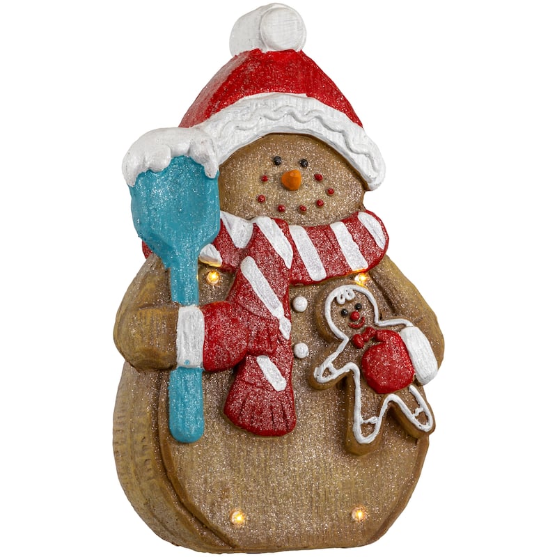 LED Lighted Gingerbread Snowman with Cookie Christmas Figure - 15.75"