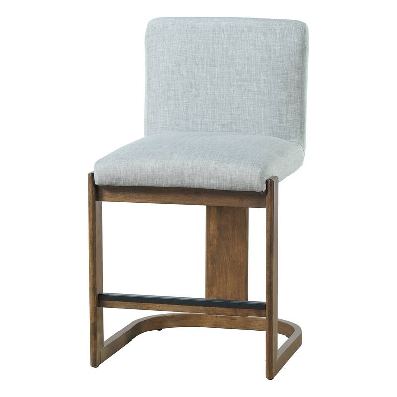 Christopher Knight Home - Modern Linen Upholstered Counter Height Bar Stools with Solid Wood Legs & Square Backrest, Set of 2