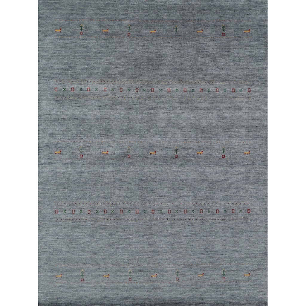 Little Animals Design Gabbeh Oriental Rug Hand-Knotted Wool Carpet - 8'3"x 9'9"