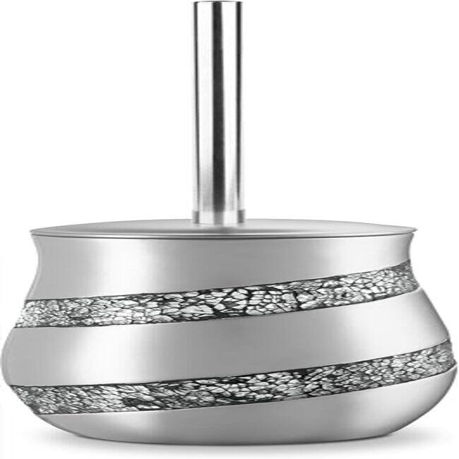 Creative Scents Silver Mosaic Toilet Bowl Brush and Holder Set - Gray