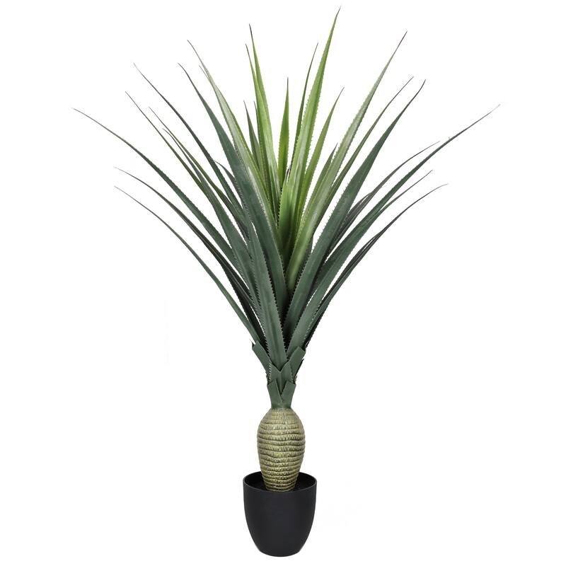 52in Artificial Agave Succulent Plant with Bottle Trunk in Black Pot - 52" H x 38" W x 38" DP - 52" H x 38" W x 38" DP - Green