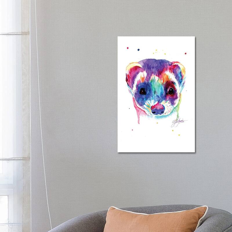 iCanvas "Colorful Ferret" by Yubis Guzman Canvas Print - 26x18x1.5