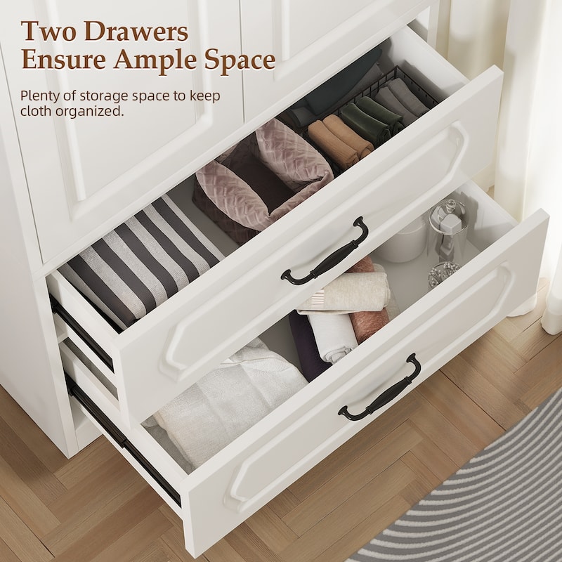 Pocassy 68.9" H Wardrobe Closet with 2 Doors and 2 Drawers