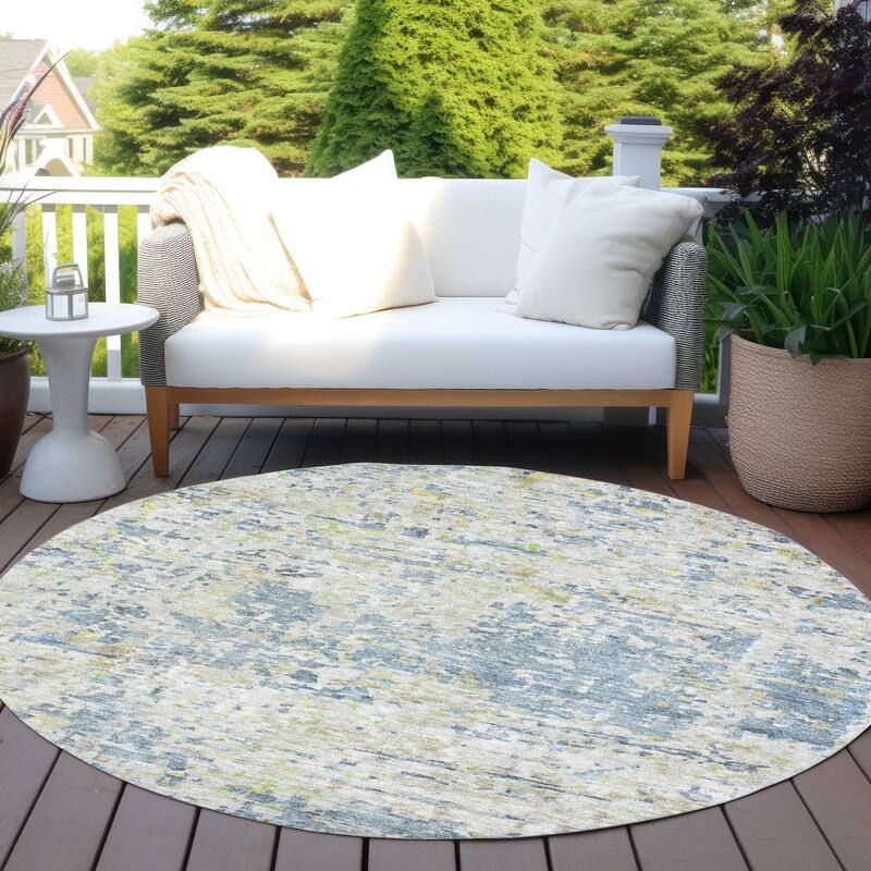 Machine Washable Indoor/ Outdoor Abstract Modern Chantille Rug